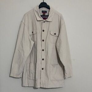 Vintage Saddlebred Off-White Men's barn corduroy jacket coat L flannel lined Y2K